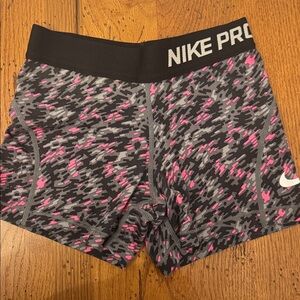 Nike Pro Black and Pink Patterned Spandex